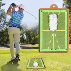 a mat to practice your swing path and learn how to compress properly